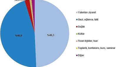 Yurt içinde ikamet eden 19 milyon 467 bin kişi seyahate çıktı