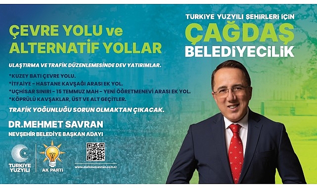 AK Parti Nevşehir Belediye Lider Adayı Dr. Mehmet Savran, Nevşehir’in trafik sıkıntısını çözmekte kararlı olduklarını belirterek etraf yolu, alternatif yollar ve otopark projelerini vatandaşlarla paylaştı