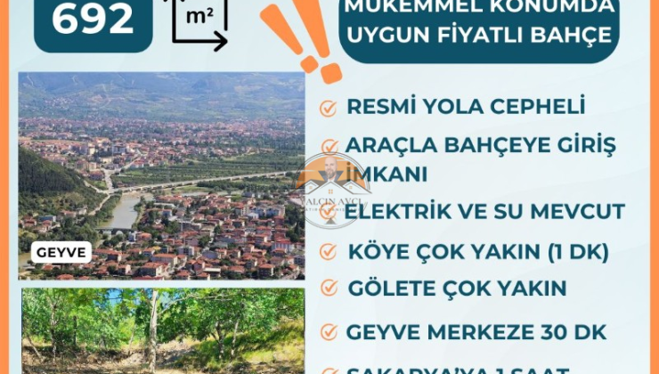 Sakarya Geyve Aydınlar’da 692 m² Bahçe – Mükemmel Konumda Uygun Fiyatlı Yatırım Fırsatı