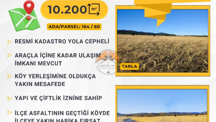 Eskişehir Beylikova Aşağıdudaş’ta 10.200 m² Tarım ve Çiftlik Arazisi – Yapı ve Çiftlik İzinli Yatırım Fırsatı