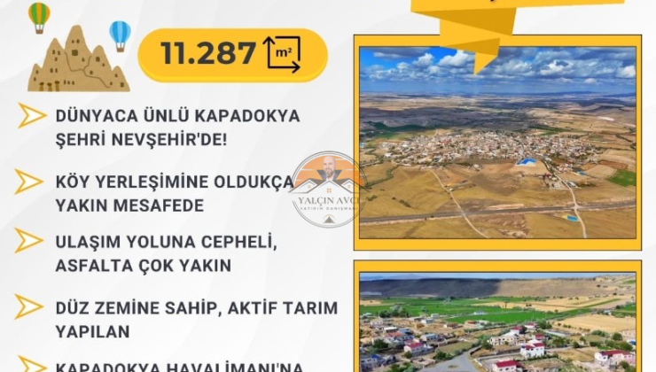 Nevşehir Merkez’de 11.287 m² Müstakil Tapulu Tarım Arazisi – Turistik Kapadokya’da Yatırım Fırsatı