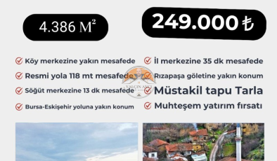 Bilecik Söğüt Dudaş’ta 4.386 m² Müstakil Tapulu Tarla – Muhteşem Yatırım Fırsatı